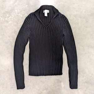 Vintage 90s Y2K Black V-Neck Knit Sweater